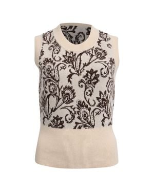 Sandro Sleeveless Paisley Print Knitted Vest - Natural