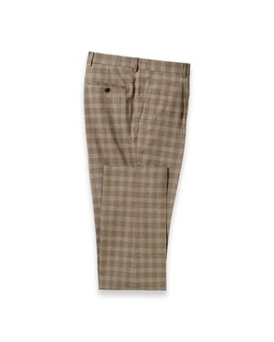 Paul Fredrick Plaid Wool Blend Single Pleat Suit Pants - Natural