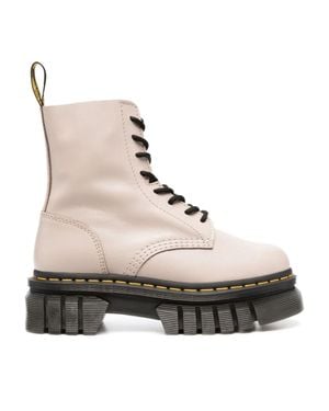 Dr. Martens Audrick 8-Eye Lux Chunky Sole Leather Ankle Boots - Natural