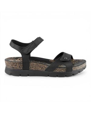 Panama Jack Wedge Leather Platform Sandals - Black