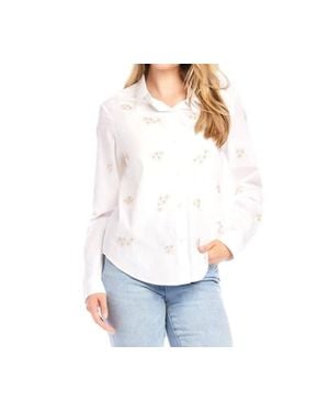 Karen Kane Oakley Embellished Button Up Shirt - White