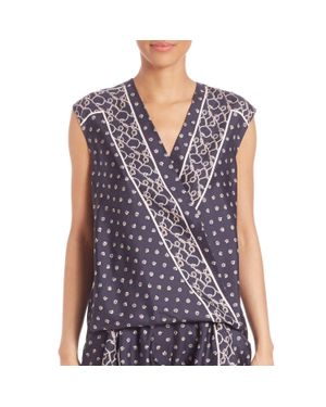 3.1 Phillip Lim Silk Scarf Printed Top - Blue