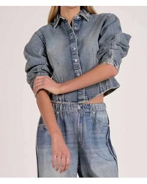 Elan Barrel Sleeve Top - Blue