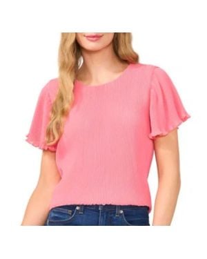 Cece Pleated Short Sleeve Top - Pink