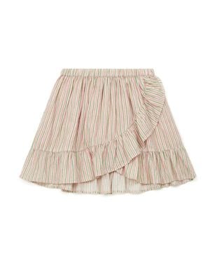 Bonton Kids Bailey Painted Stripe Cotton Skirt - Natural