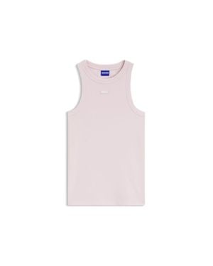 HUGO Stretch-Cotton Tank Top With Logo Label - Pink