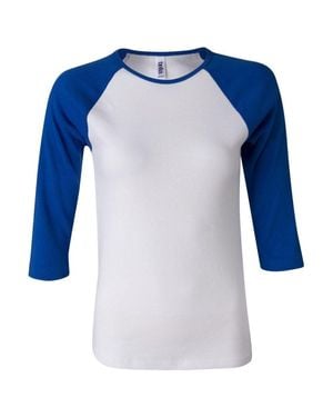Bella Canvas 1X1 Baby Rib Raglan Three-Quarter Sleeve Tee - Blue