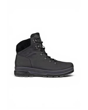 Ecco Leather Waterproof Lace-Up Hiking Boots - Black