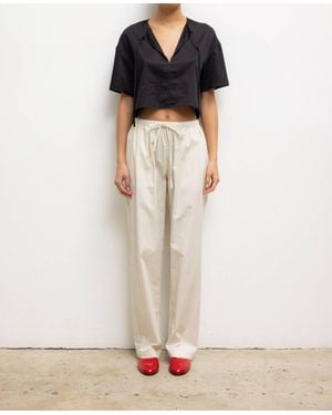 Leset Yoko Tie Cropped Top - White