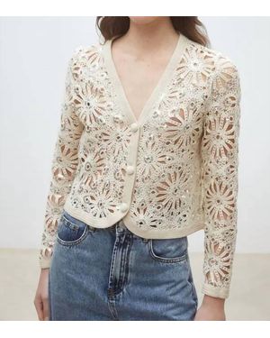 Suncoo Dario Crochet And Sequin Cardigan - Natural
