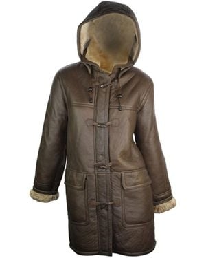 TruClothing Vintage Sheepskin Duffle Jacket - Brown