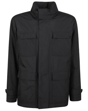 Herno Flap-Pocket Concealed-Fastening Field Jacket - Black