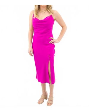 TCEC Sleek Bright Cowl Neck Slip Dress - Pink