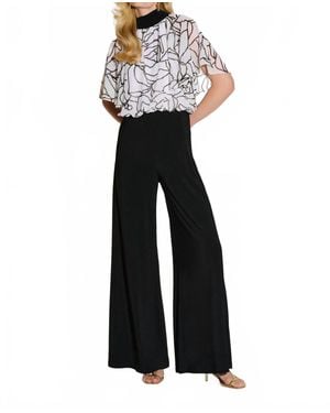 Joseph Ribkoff Foiled Floral Flared Jumpsuit - Black
