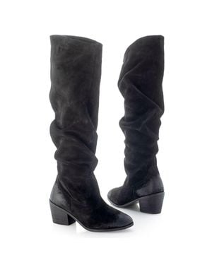 Matisse "Serena" Suede Leather Slouchy Knee-High Boots - Black