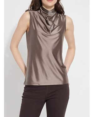Lyssé Irina Satin Jersey Top - Brown