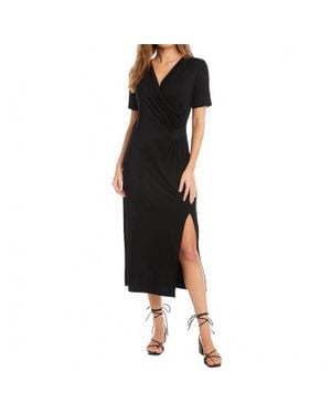 Karen Kane Alicia Faux Wrap Midi Dress - Black