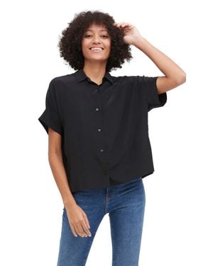 LILYSILK Casual Short Sleeves Loose Silk Shirt For - Black