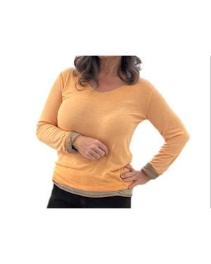 Made In Italy Long Sleeved V-Neck Top - Black