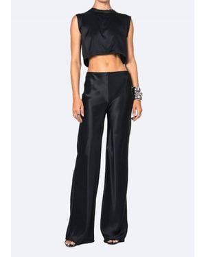 NonChalant Label Norma Elastic-Waist Silky Trouser Pant - Blue