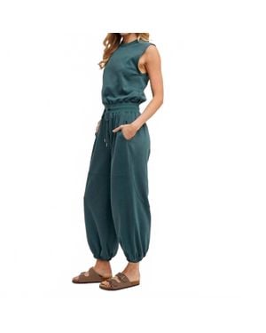 Bluivy Drawstring Waist Sleeveless Jumpsuit - Green