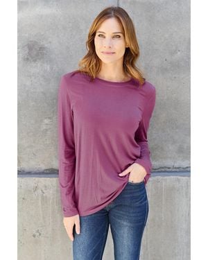 TRUEDAMES Full Size Round Neck Long Sleeve Top - Purple
