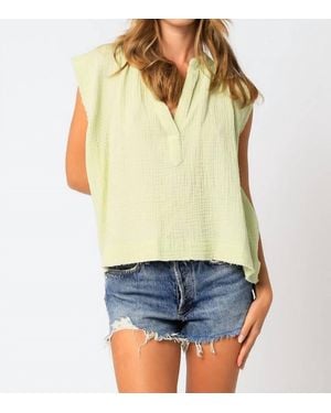 Olivaceous Best-Loved Frayed Muscle Gauze Tank - White