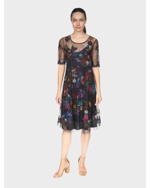 Johnny Was Yaritza Mesh Slip Dress - Blue