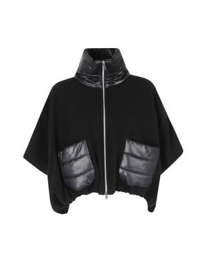 Herno Short Striped Quilted Wool-Blend Coat - Black