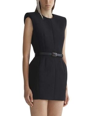Mugler Structured Mini Dress With Padded Shoulders - Black