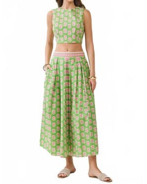 TCEC Cate Crop Maxi Skirt Set - Green