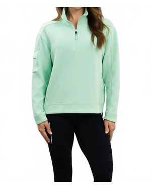 IBKUL Waffle Knit 1/4 Zip Pullover Sweatshirt - Green