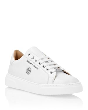 Philipp Plein Leather Lo-Top Sneakers Hexagon - White