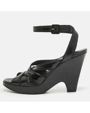 Tod's Patent Leather Strappy Platform Sandals - Black