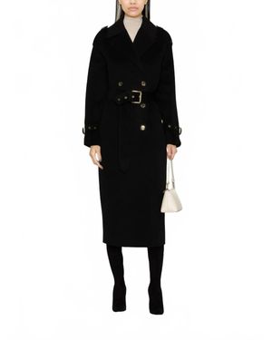 Pinko Wool Double-Breasted Coat - Black
