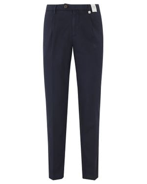 Myths Zeus Darts Waist Loops Cotton Pants - Blue