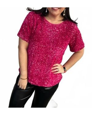 Jodifil Sequins Textured Pop-Color Top