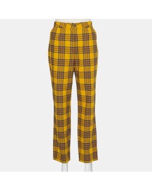 LPA Mustard Cotton Plaid Slim Pants - Yellow