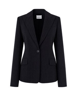 ANDAMANE Tailored Pinstripe Blazer - Black