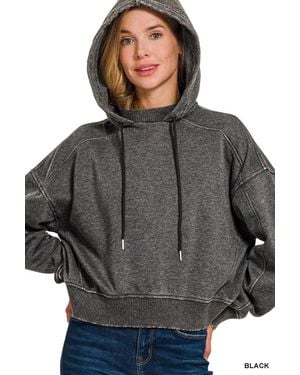 TRUEDAMES Acid Wash Fleece Hoodie - Black