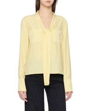 FRAME Silk Modern Tie Blouse - Yellow
