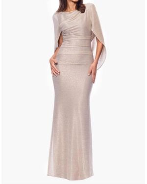 Betsy & Adam Celine Boat Neck Crinkle Gown - Multicolor