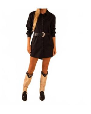 Care Tucker Basic Preslie Poplin Shirt Mini Dress - Black