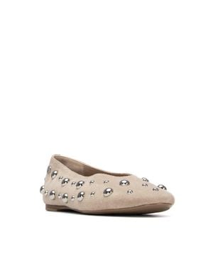 Xti Suede Studded Ballet Flats - Natural