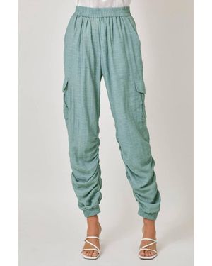 Mystree Side Shirring Detail Jogger Pants - Blue