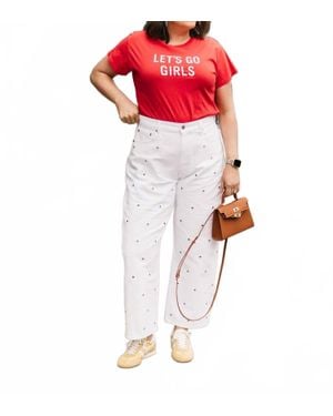 DAZE Westward Barrel Leg Jean - Red