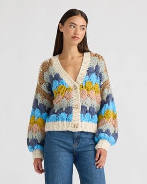 NVLT Chunky Hand Knitted Cardigan - Blue