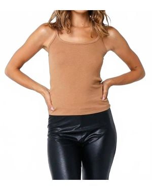 Olivaceous Fitted Ribbed Spaghetti Strap Tank Top - Black