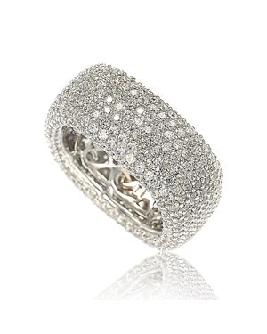 Suzy Levian Sterling Cubic Zirconia Square Pave Eternity Ring - White