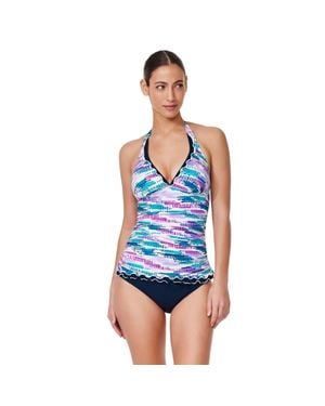 Gottex Canva Tricolore Halter Tankini Top - Blue